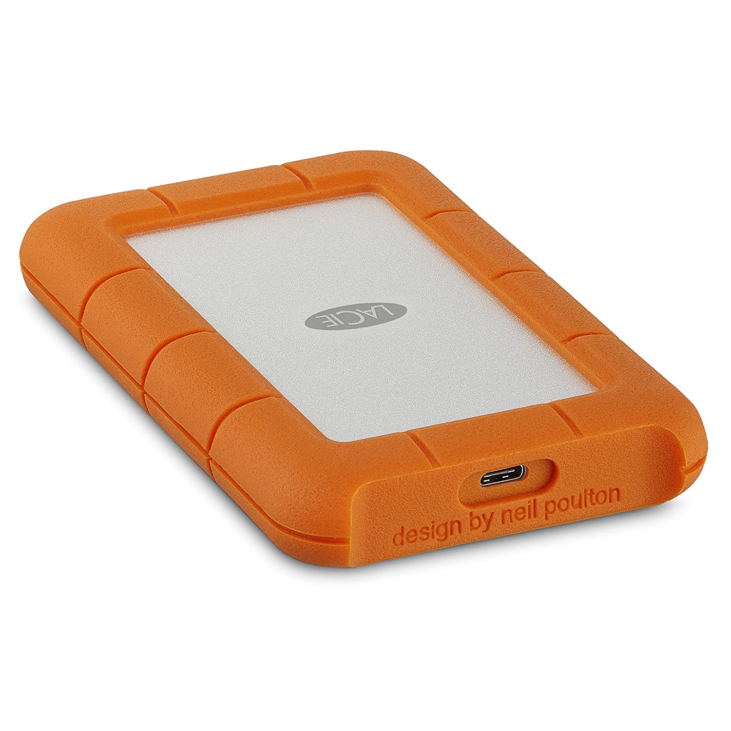 1TB LaCie Rugged Mini External Hard Drive, USB 3.1 Type C - Orange