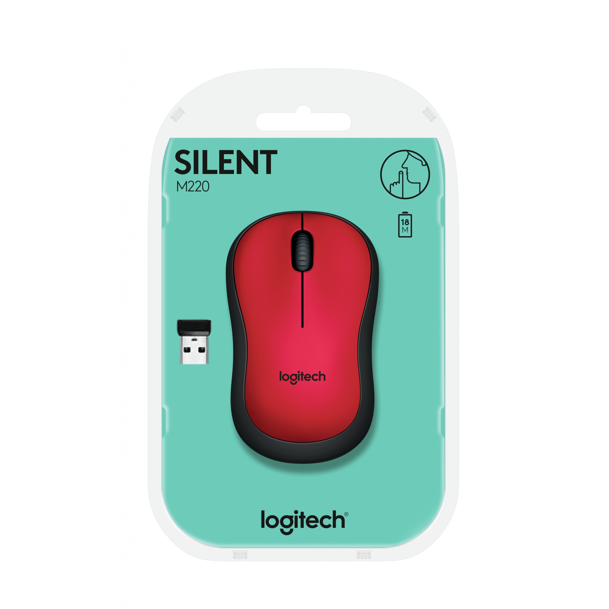 Logitech M220 Silent Wireless Mouse - Red