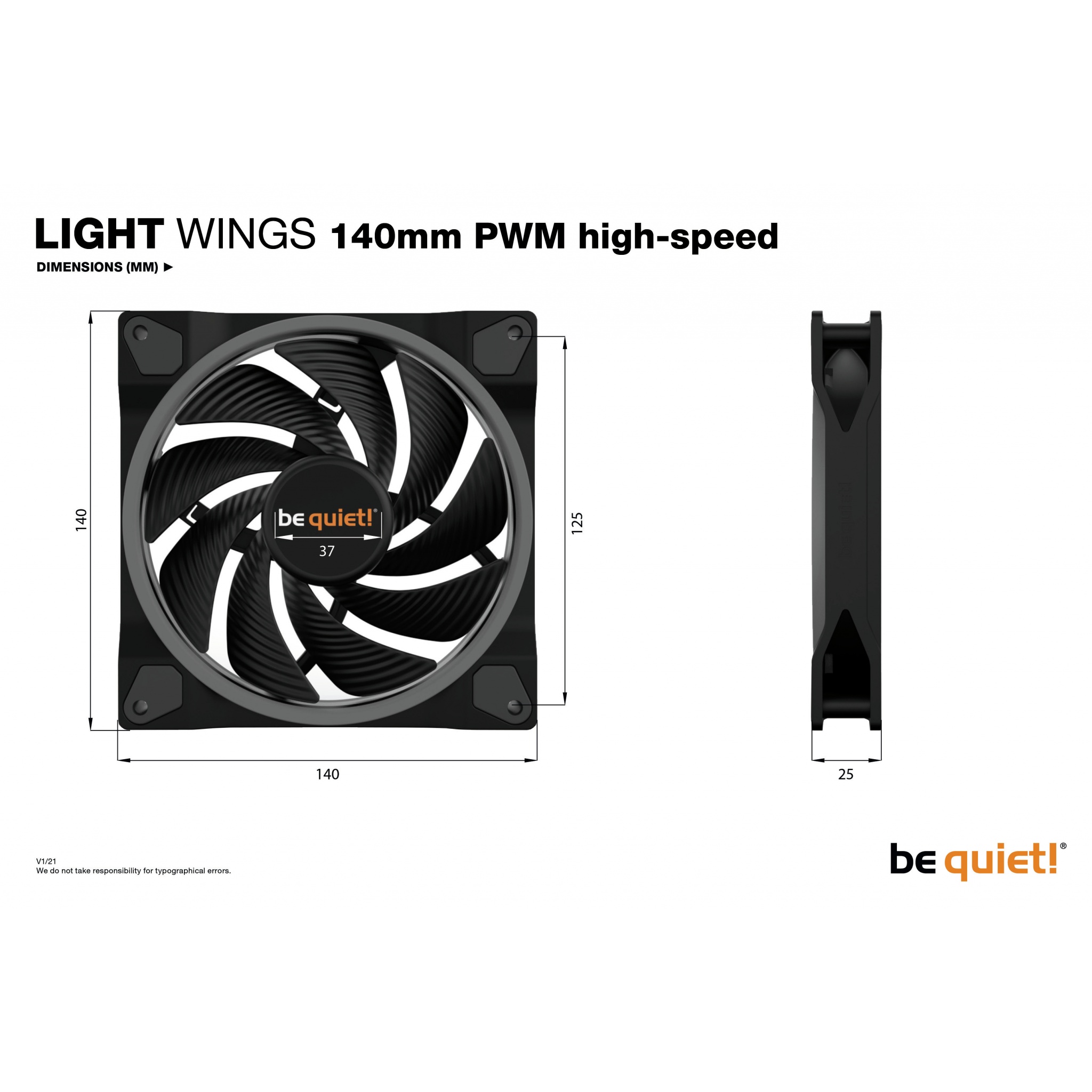 be quiet! Light Wings ARGB 140mm Computer Case Fan