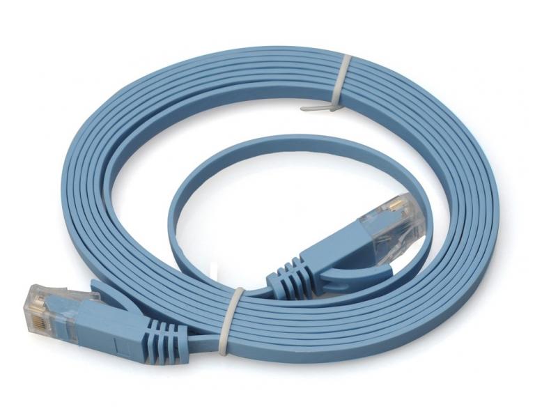 Cat6a RJ45 UTP Flat Snagless Network Cable (Light Blue) 20m