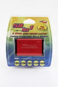 NEON 58-in-1 High-Speed USB2.0 Card Reader (Red/Black)