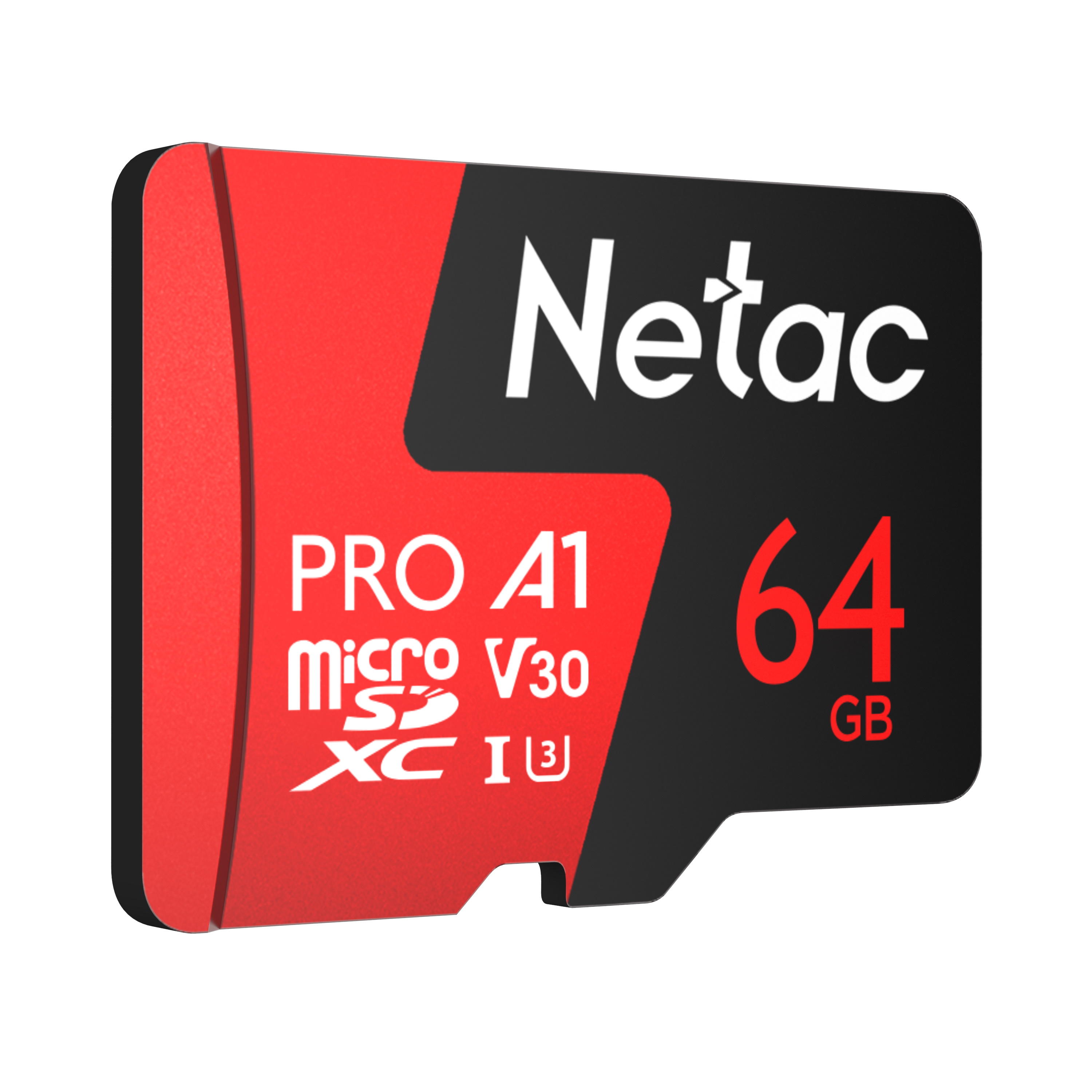 64GB Netac P500 Pro microSDXC CL10 UHS-I U3 V30 A1 Memory Card w/ SD Adapter