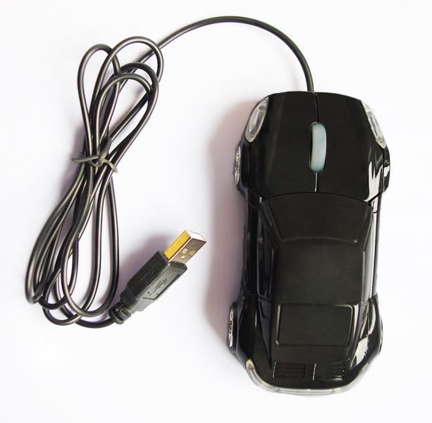 Optical USB Mouse Black Racing Car Design Dual-button with LED lights ...