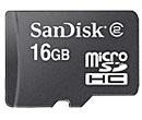 16GB Sandisk microSDHC memory card w/SD adapter (bulk)