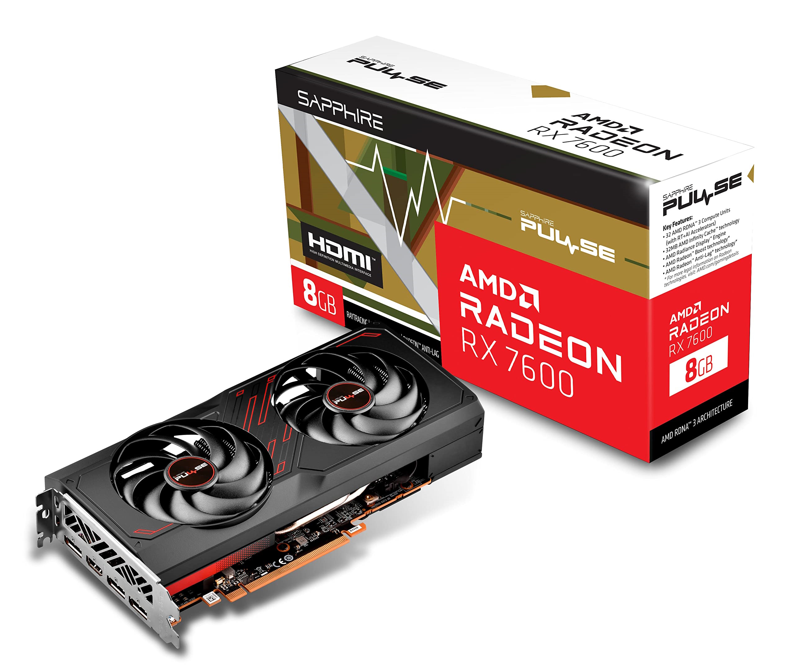 Sapphire Pulse AMD Radeon RX 7600 Graphics Card - 8GB