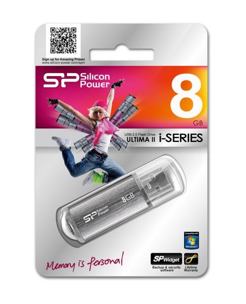 8GB Silicon Power Ultima II i-Series Silver USB Flash Drive
