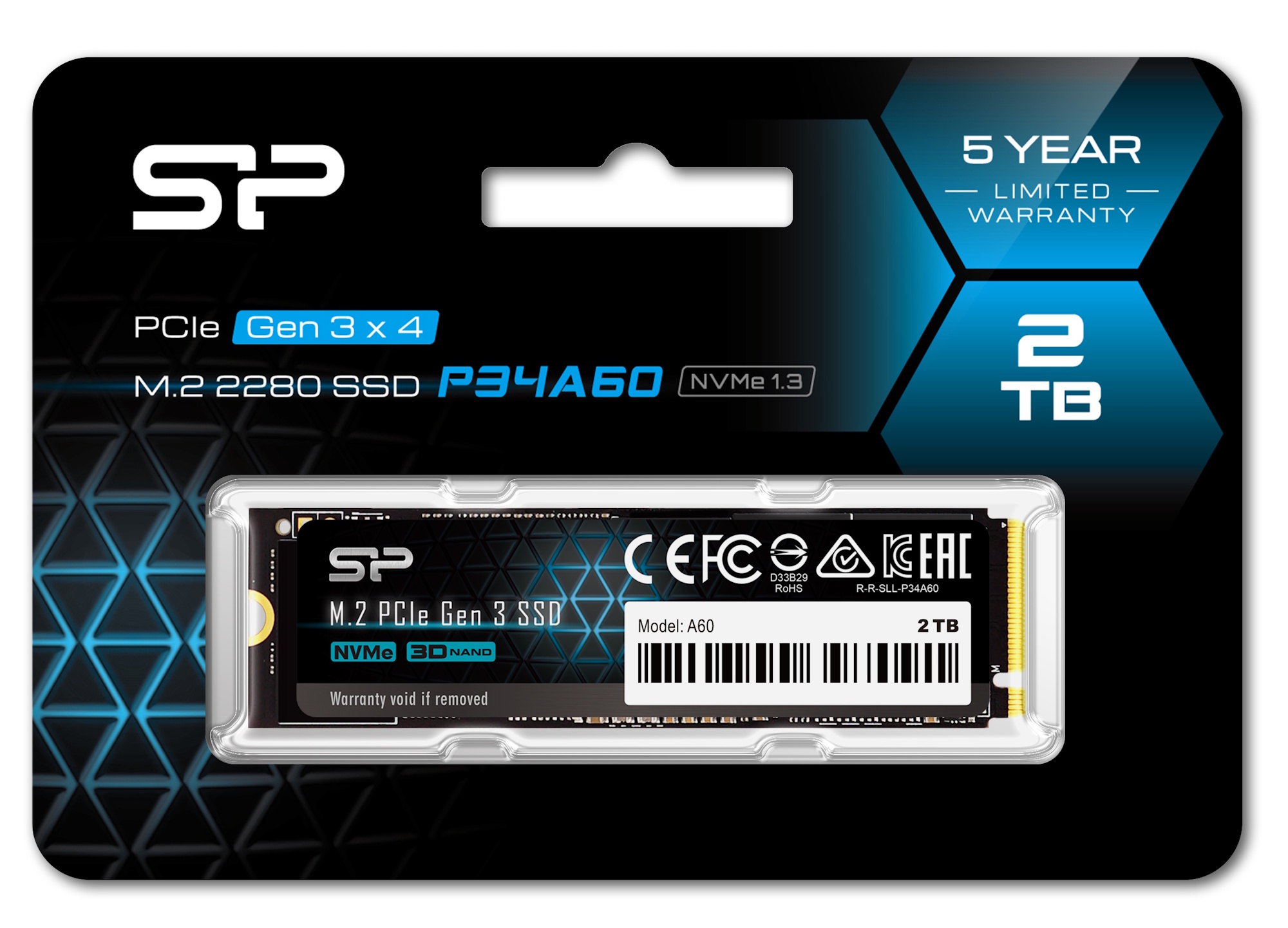 2TB Silicon Power P34A60 NVMe M.2 PCIe Gen3x4 2280 SSD Solid State Drive