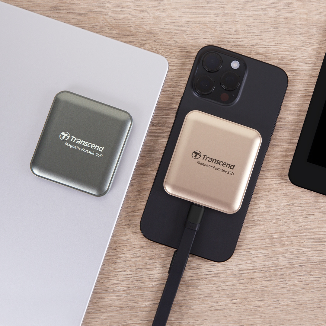 2TB Transcend ESD420 Portable Magnetic SSD USB 20Gbps Type-C Magsafe (Champagne Gold)