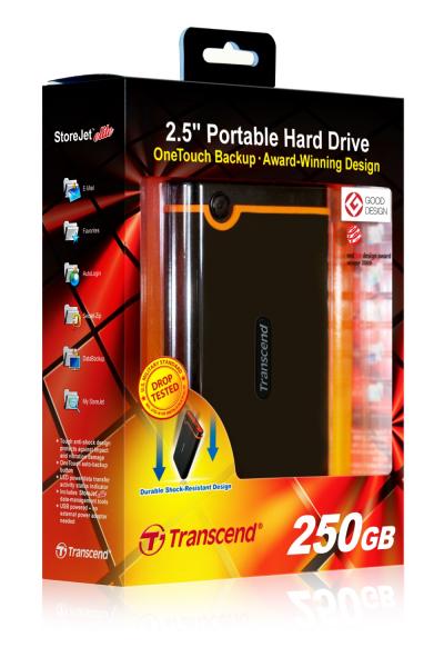 250GB Transcend StoreJet 25 Mobile External 2.5" Hard Drive Shock-Resistant