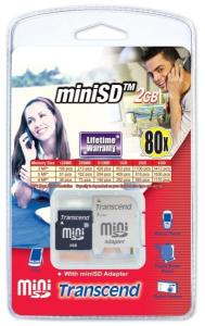 2Gb Transcend miniSD 80x Secure Digital card