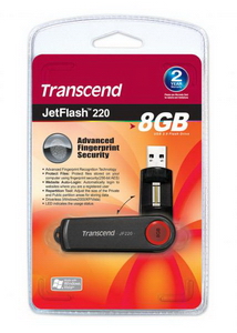 8GB Transcend JetFlash 220 Biometric Fingerprint USB2.0 Flash Drive