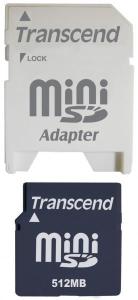 512Mb Transcend miniSD 80x Secure Digital card
