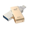 64GB PQI iConnect mini 102 USB Flash Drive For iPhone, iPod, iPad - Gold Image