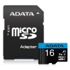 16GB AData Premier microSDHC UHS-1 CL10 A1 Memory Card w/SD adapter Image