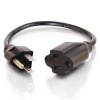 C2G Outlet Saver Power Extension Cord 1ft (0.3m) NEMA 5-15P Black Power Cable Image