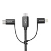 AData 3-in-1 Lightning / micro USB / USB-C Durable Braided Cable - 100cm  Black Image