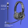 NGS VOX605 USB-C Stereo Headset with Volume Control and USB Adapter, Black Image