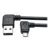 Tripp Lite 3FT Left Right Angle USB-A Male to Right Angle Micro USB-B Male Dedicated Reversible Charging Cable - Black Image