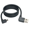 Tripp Lite 3FT Left Right Angle USB-A Male to Right Angle Micro USB-B Male Dedicated Reversible Charging Cable - Black Image