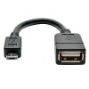 Tripp Lite 0.5FT 5-Pin Micro USB-B Male to USB-A Female OTG Adapter Cable Image