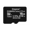 16GB Kingston Canvas Select Plus microSDHC CL10 UHS-1 U1 V10 A1 Memory Card w/Adapter Image