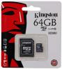 64GB Kingston microSDXC CL10 mobile phone memory card with SD adapter Image