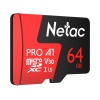 64GB Netac P500 Pro microSDXC CL10 UHS-I U3 V30 A1 Memory Card w/ SD Adapter Image