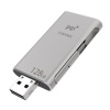 128GB PQI iConnect Space Gray OTG USB Backup Drive for iPhone / iPad / iPod With Lightning Connection Image