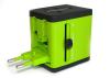 Rainbow Series Worldwide Travel Power Adapter with 2 USB ports (5V / 2.1A) - Green Edition Image