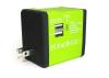 Rainbow Series Worldwide Travel Power Adapter with 2 USB ports (5V / 2.1A) - Green Edition Image