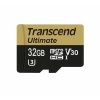 32GB Transcend Ultimate microSDHC UHS-1 4K Ultra HD CL10 Memory Card w/Adapter Image