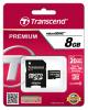 8GB Transcend microSDHC CL10 high-speed memory card with SD adapter Image